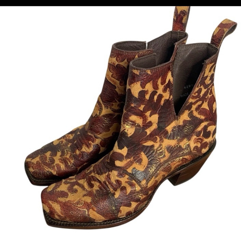 Nocona Leather Ankle Boot Size 7 Square‎ Toe Coastal Cowgirl Western